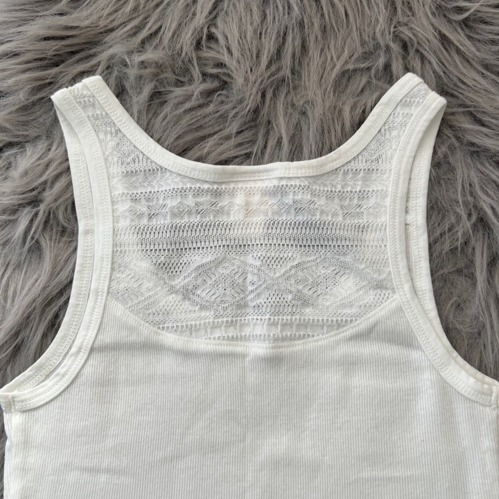 Lace Back White Tank Top NWOT Long and lean top